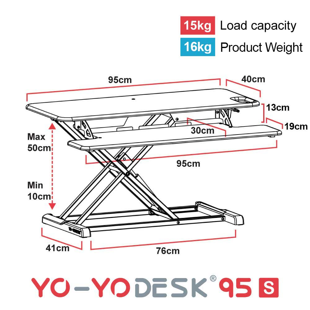 Yo-Yo DESK 95-S Side View Measurement